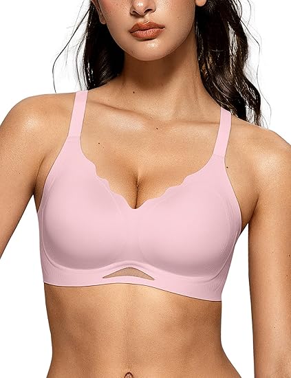 Scalloped Wireless Bras with Mesh